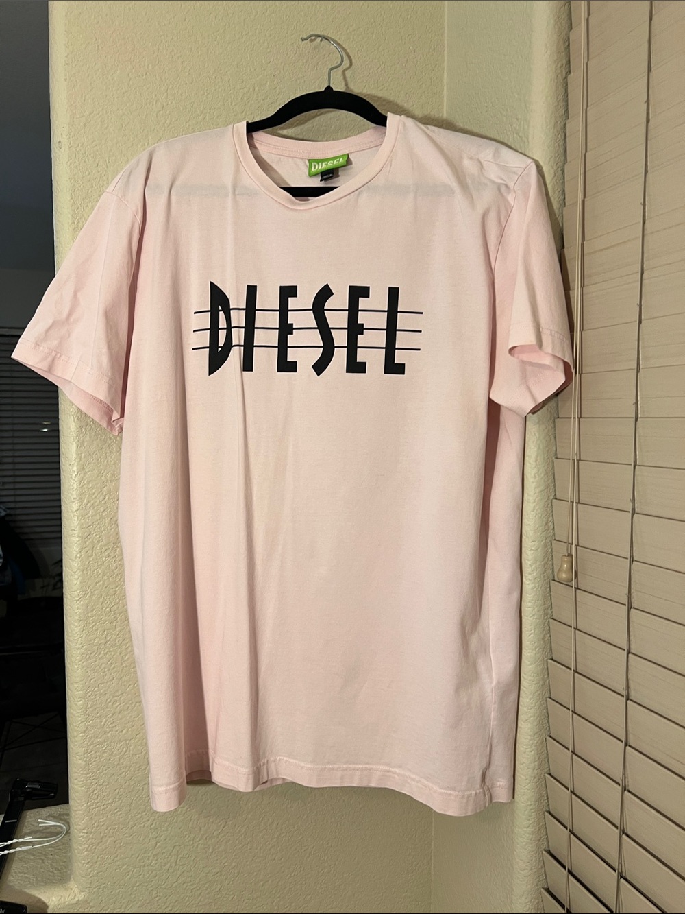 Diesel Pale Pink Short Sleeve Tee with Black Logo